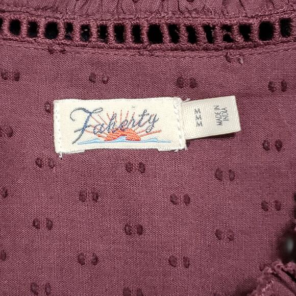 Faherty Womens Willa Blouse Catawaba Grape Purple Sz Medium Boho Peasant Classic - Picture 9 of 15